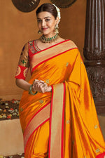 Honey Orange Woven Paithani Saree
