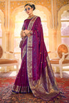 Jam Purple Satin Silk Saree